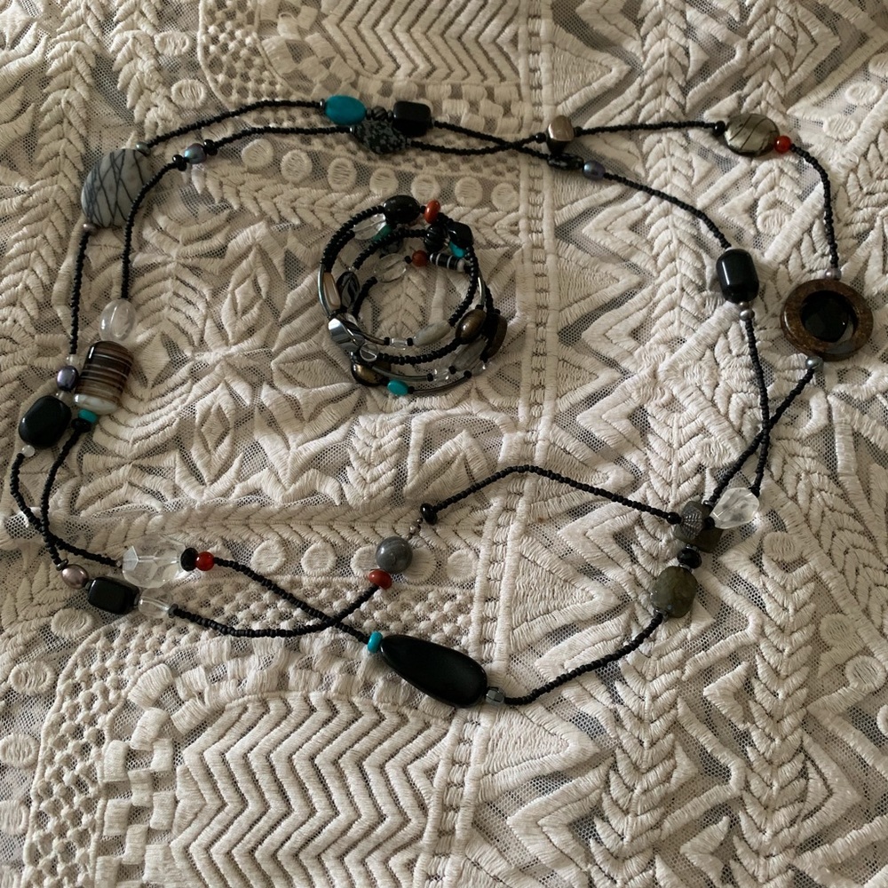 Silpada 60" Boho Necklace & Matching Wrap Bracelet